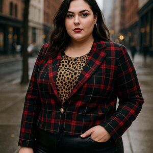 ✨ Torrid ♥ Betsey Johnson Tartan Plaid Cropped Blazer – Size 5 (26/28) ✨